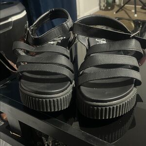 Sugar Black Strappy Sandals